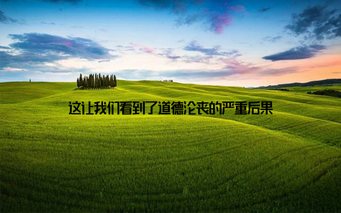 这让我们看到了道德沦丧的严重后果