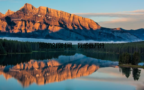 回首这段时间, 我感慨万分