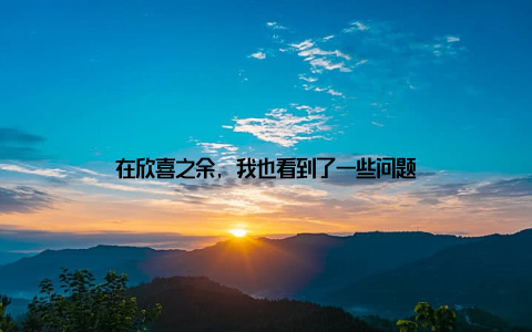 在欣喜之余, 我也看到了一些问题